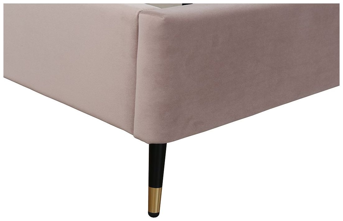 Image 6 Crosby Modern Queen-Size Upholstered Velvet Bedframe and Headboard in Blush more views