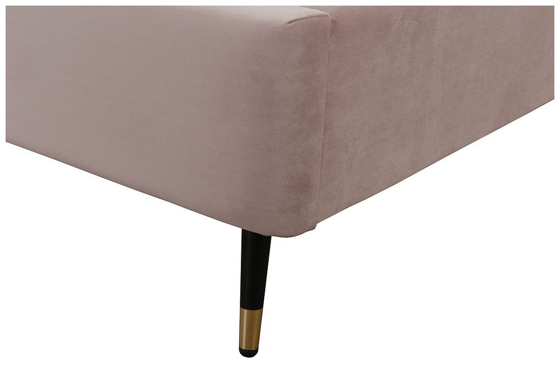 Image 6 Crosby Modern Twin-Size Upholstered Velvet Bedframe and Headboard in Blush more views
