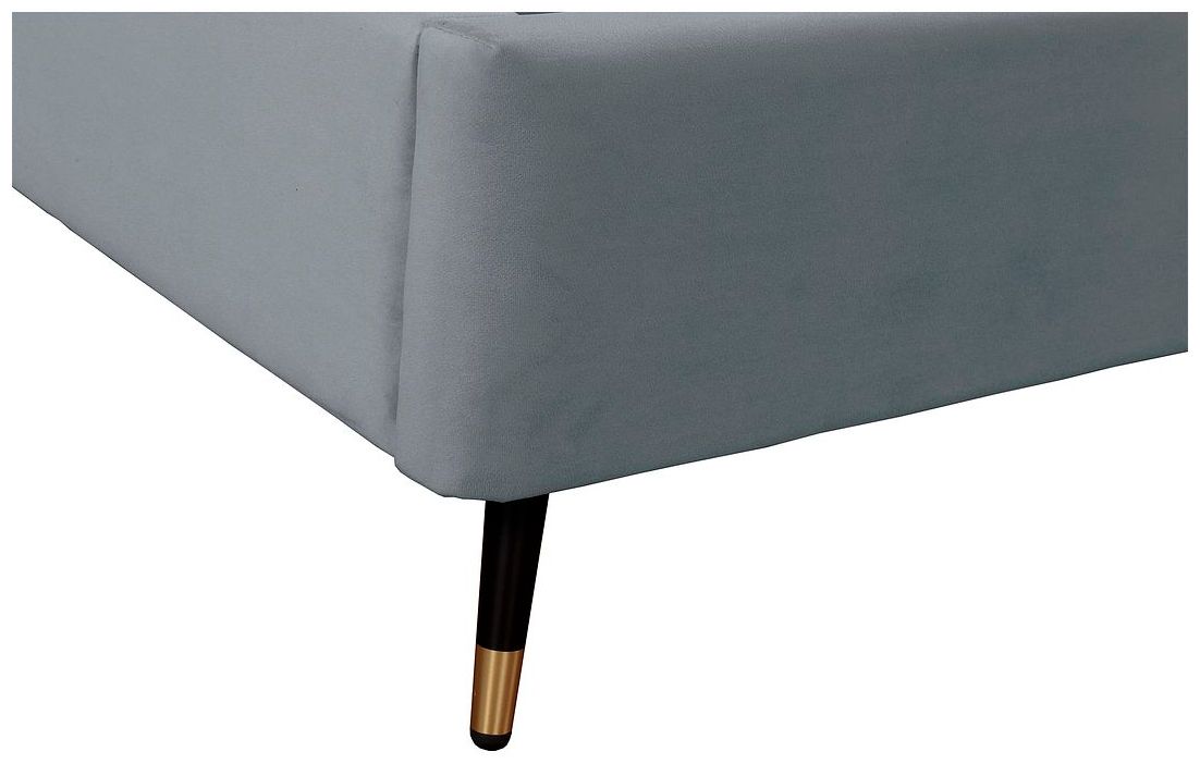 Image 6 Crosby Modern Twin-Size Upholstered Velvet Bedframe and Headboard in Grey more views