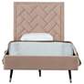 Crosby Modern Twin-Size Upholstered Velvet Bedframe and Headboard in Nude
