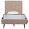 Crosby Modern Twin-Size Upholstered Velvet Bedframe and Headboard in Nude