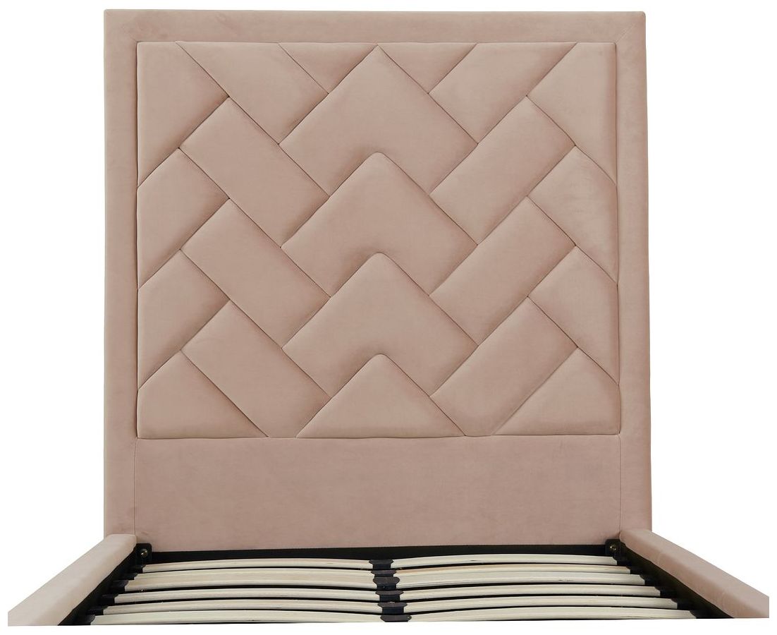 Image 5 Crosby Modern Twin-Size Upholstered Velvet Bedframe and Headboard in Nude more views