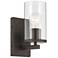 Crosby Olde Bronze Cylinder Clear Wall Sconce 1Lt