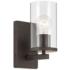 Crosby Olde Bronze Cylinder Clear Wall Sconce 1Lt