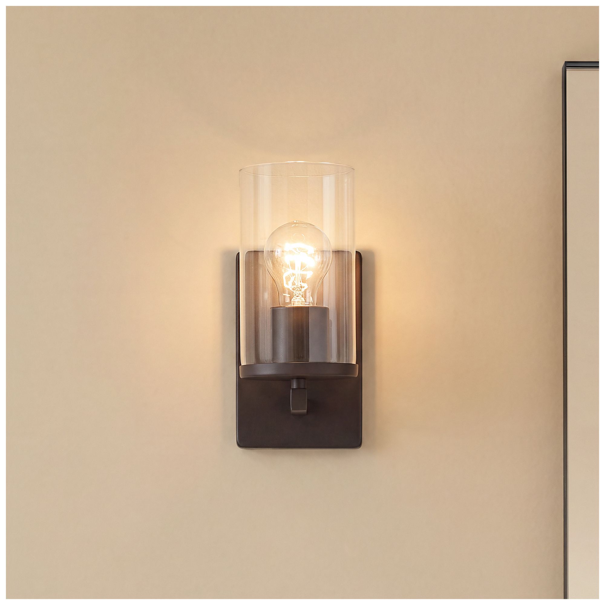 Image 2 Crosby Olde Bronze Cylinder Clear Wall Sconce 1Lt more views