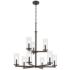 Crosby Olde Bronze Tiered Clear Chandelier 9Lt