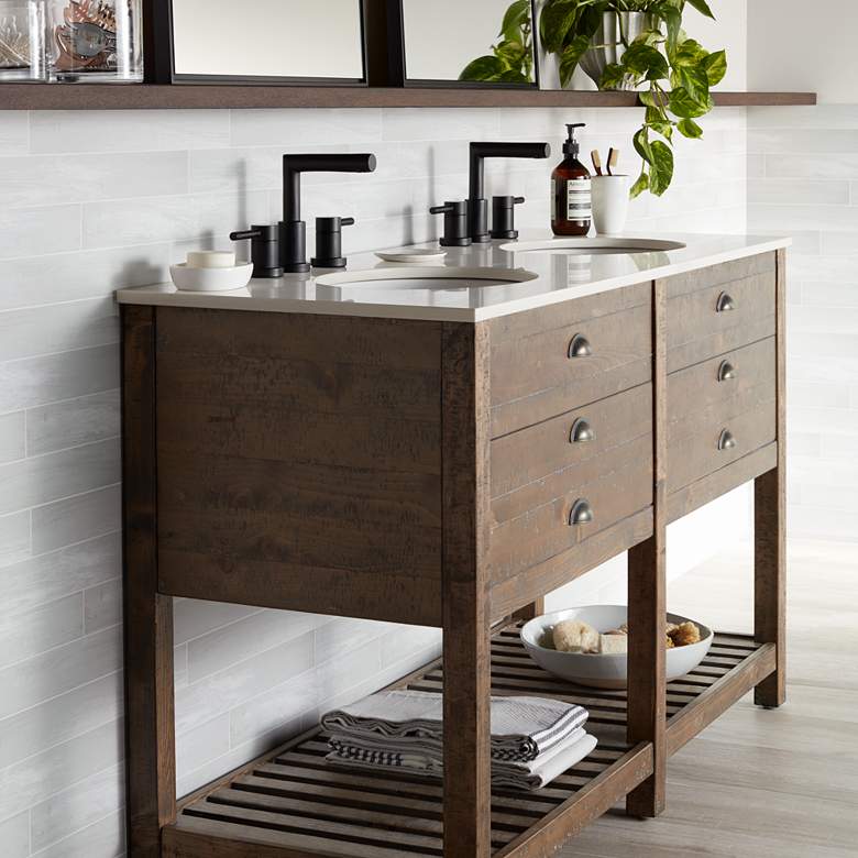Image 1 Crosett Cayhill 57" Wide Cultured Marble Double Sink Vanity