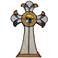 Cross 9"H Amber Art Glass Tiffany-Style Accent Table Lamp