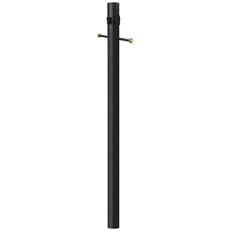 Image 2 Cross Arm In-Ground Lamp Post 84" High Black with Dusk-to-Dawn Sensor more views