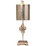 Cross Distressed Silver Leaf Accent Table Lamp