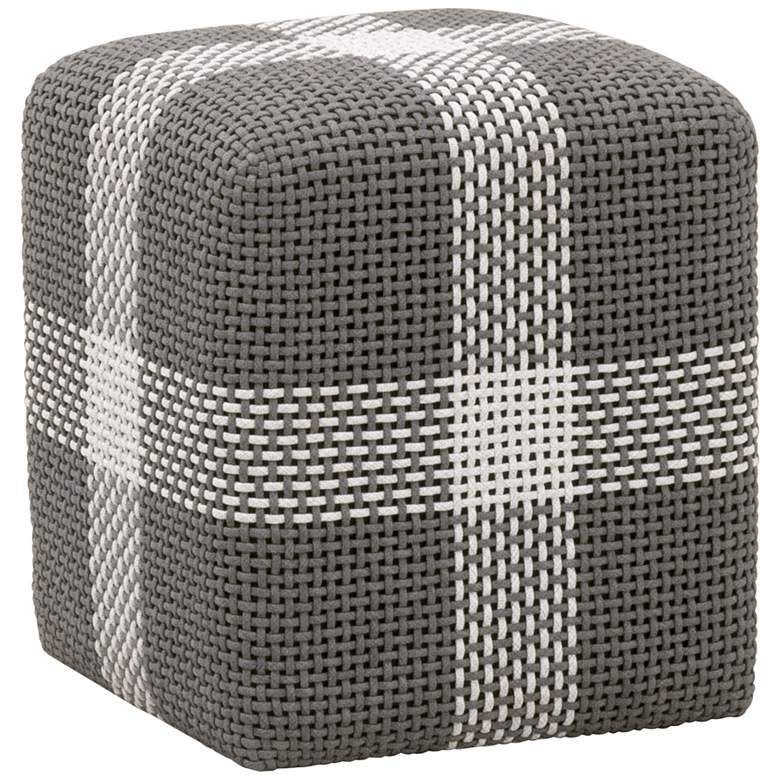 Image 1 Cross Dove and White Weave Rope Outdoor Accent Cube Ottoman