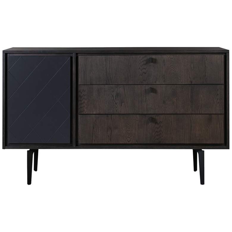 Image 1 Cross Dresser with 3 Drawers in Solid Oak Wood and Metal