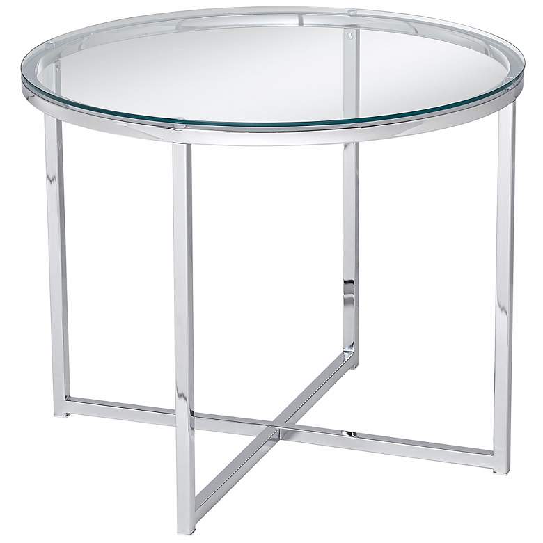Image 1 Cross End Round Chrome Accent Table