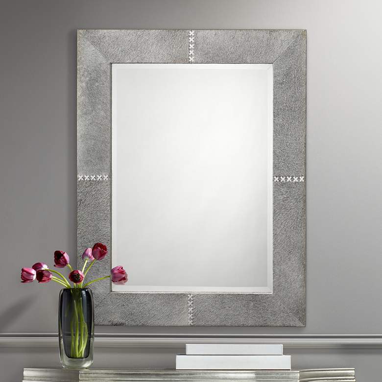 Image 2 Cross Stitch Gray 28 inch x 36 inch Rectangular Wall Mirror