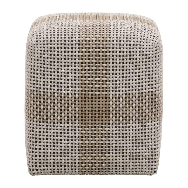 Image 5 Cross White and Taupe Weave Rope Outdoor Accent Cube Ottoman more views