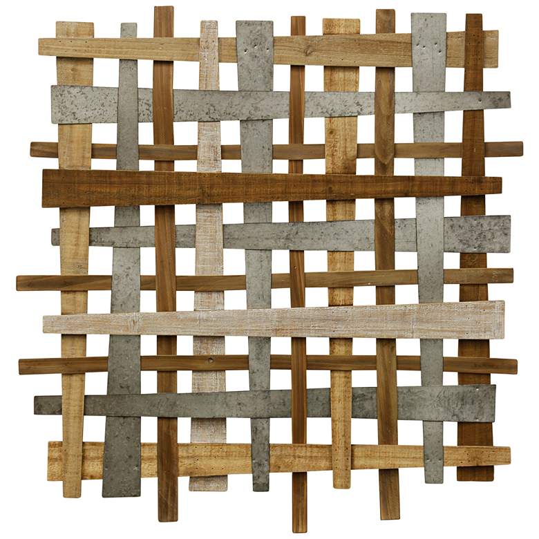 Image 1 Crosshatch 37 inch High Wood and Metal Wall Art