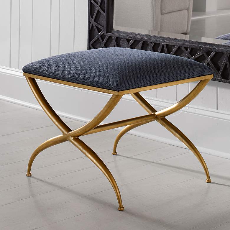 Image 1 Crossing Gold and Navy Blue Small Bench