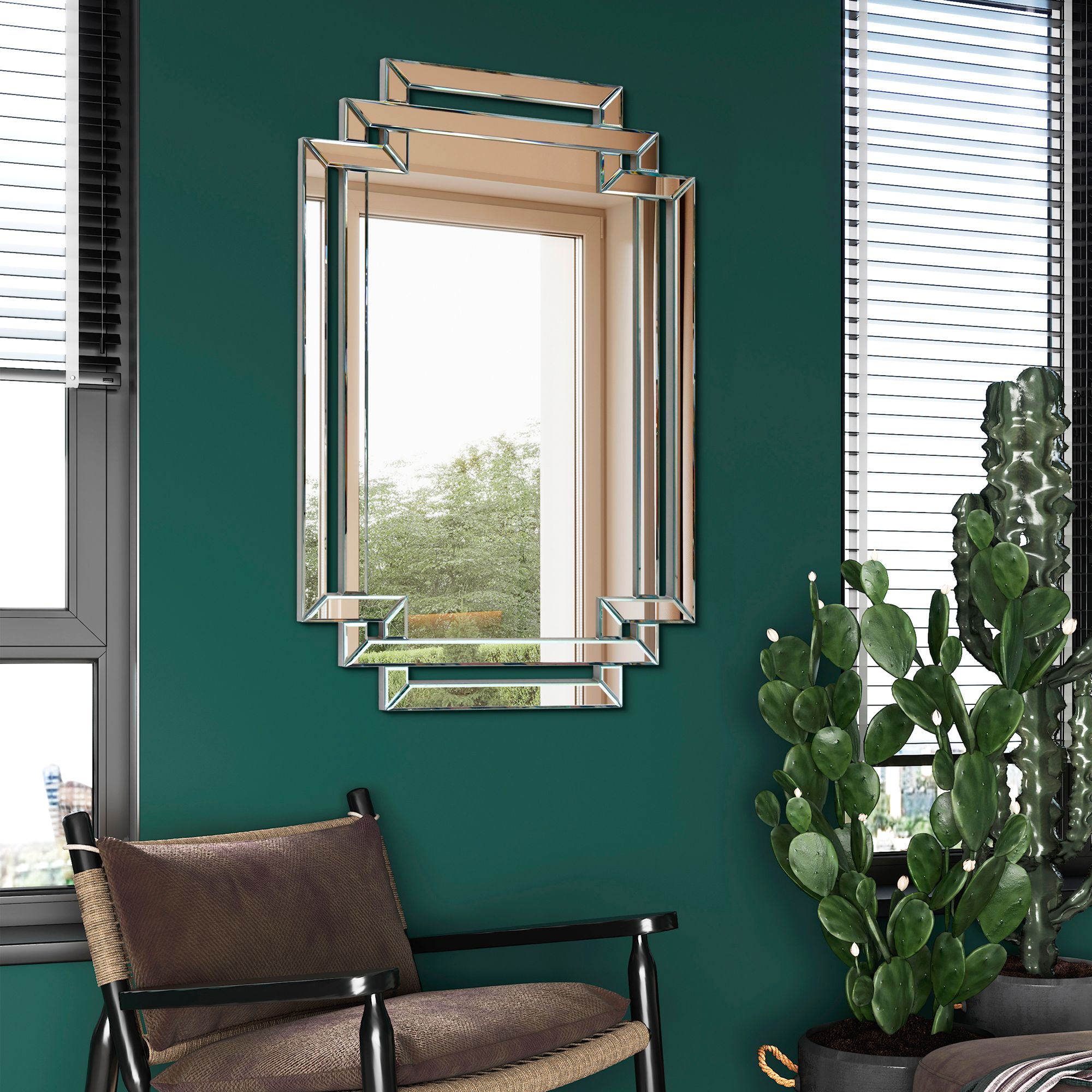 Crosspath Solid Silver 30" x 44" Rectangular Wall Mirror