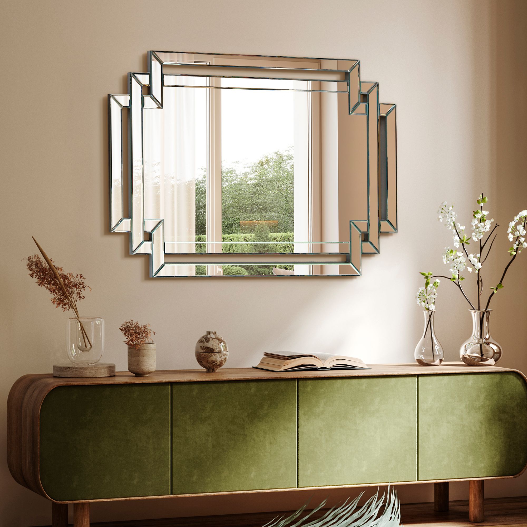 Crosspath Solid Silver 30" x 44" Rectangular Wall Mirror