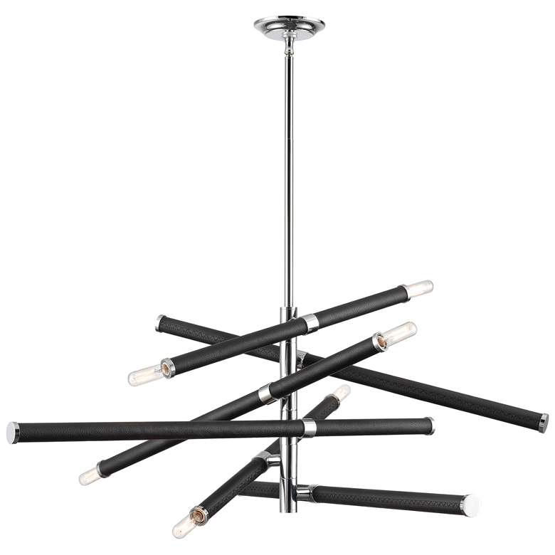 Image 1 Crosspiece 39" Wide 6-Light Chandelier - Black