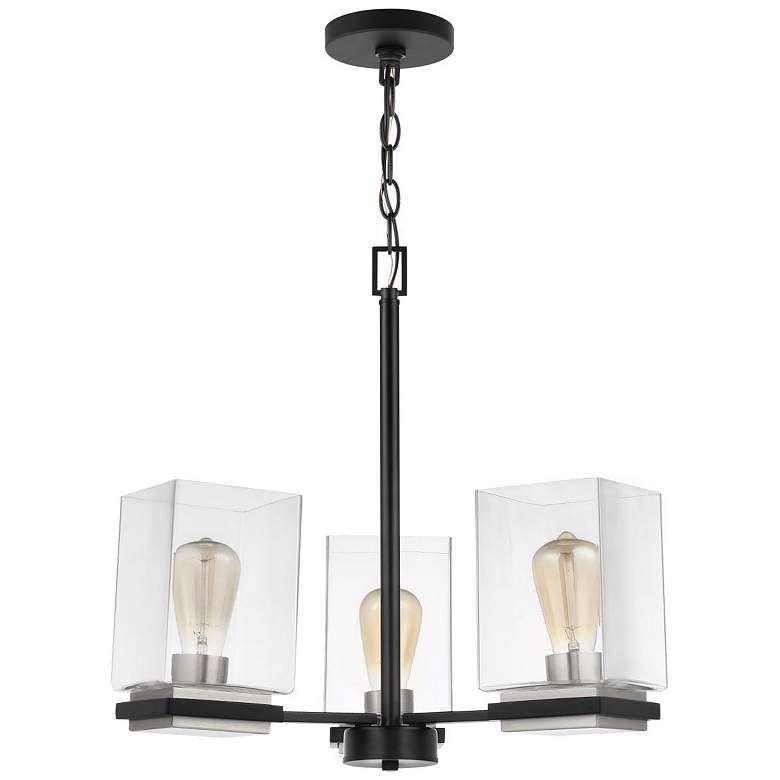Image 1 Crossroads; 3 Light Chandelier; Matte Black with Clear Glass
