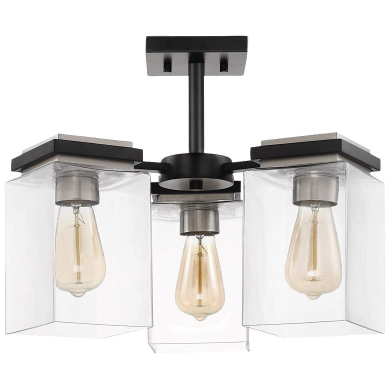 Image 1 Crossroads; 3 Light Semi-Flush Fixture; Matte Black with Clear Glass