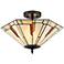 Crowley 18" Wide Bronze Tiffany Style Ceiling Light