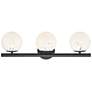 3_Crown 25" Wide Matte Black 3-Light Vanity Bath Light