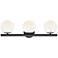 Crown 25" Wide Matte Black 3-Light Vanity Bath Light