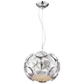 Image1 of Crown 3-Light 12 Inch Designer Oblong Disc Chrome Shade Pendant Light