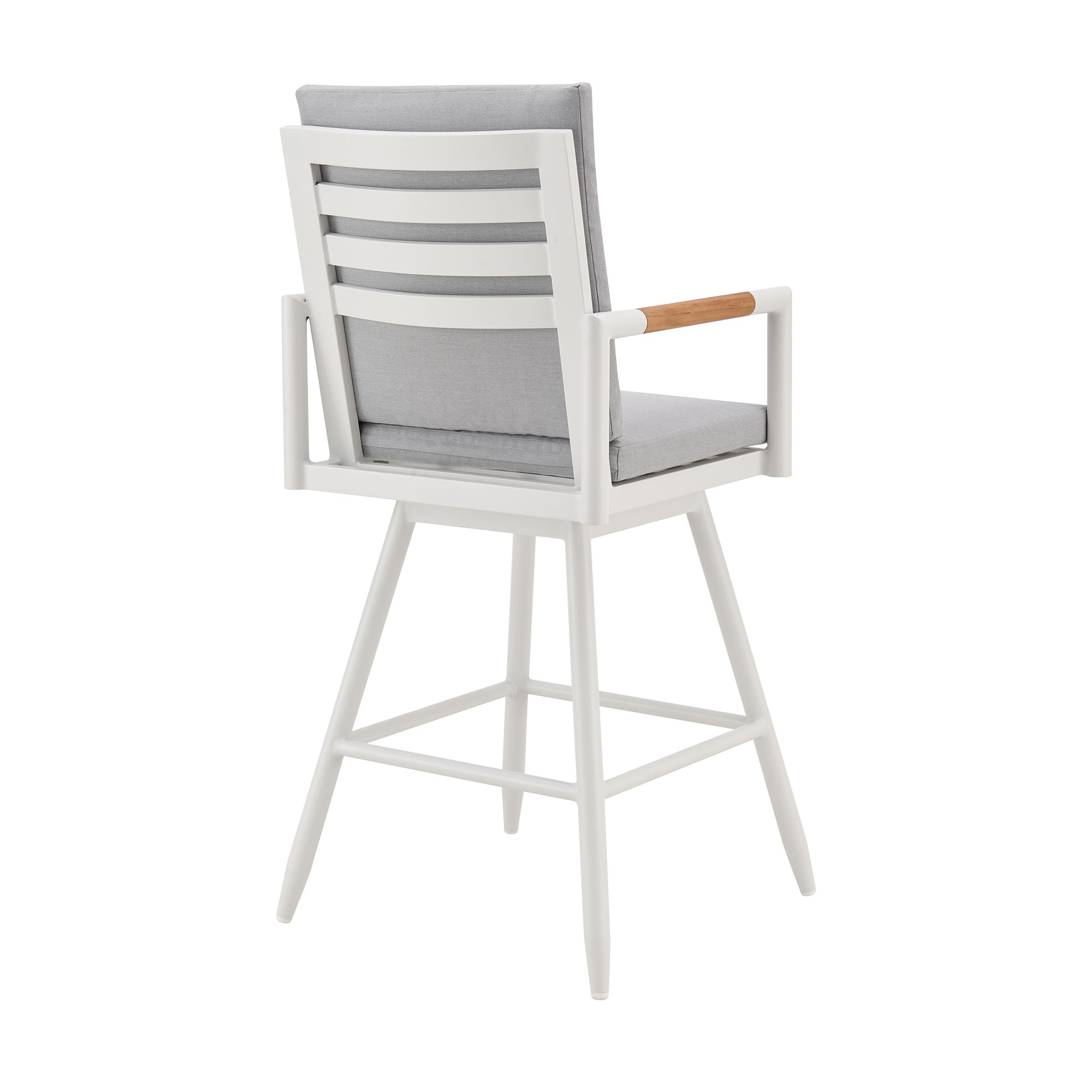 Image 4 Crown 30 in. Outdoor Barstool in Aluminum, Brown Rope, Light Gray Cushions more views