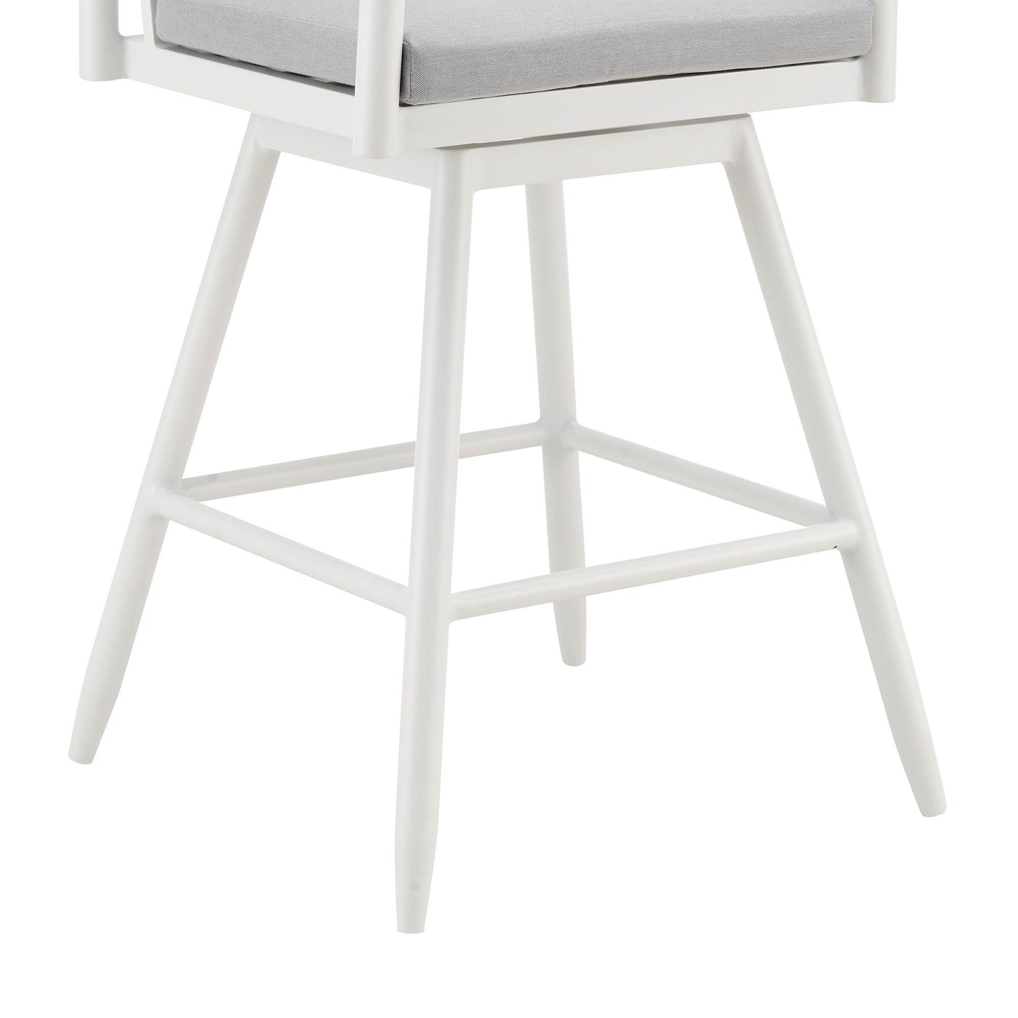 Crown 30 in. Outdoor Barstool in Aluminum, Brown Rope, Light Gray Cushions