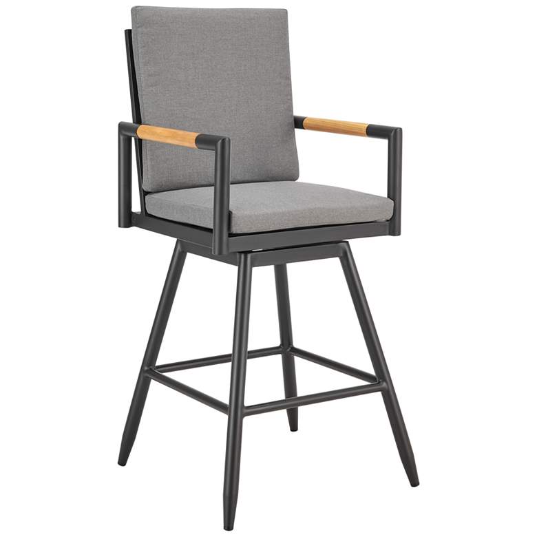 Image 1 Crown 30 in. Outdoor Barstool in Aluminum, Tan Rope, and Dark Gray Cushions