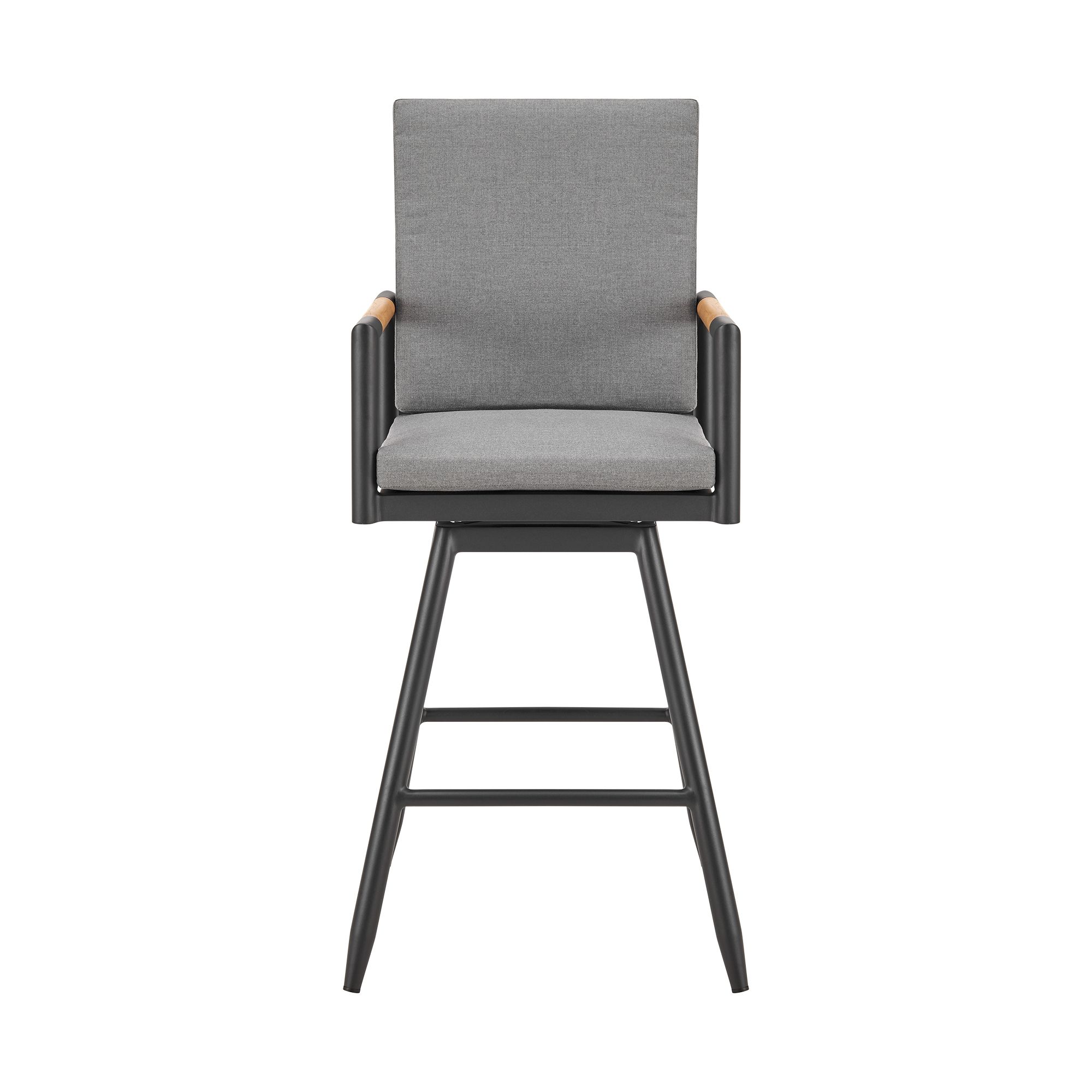 Image 3 Crown 30 in. Outdoor Barstool in Aluminum, Tan Rope, and Dark Gray Cushions more views