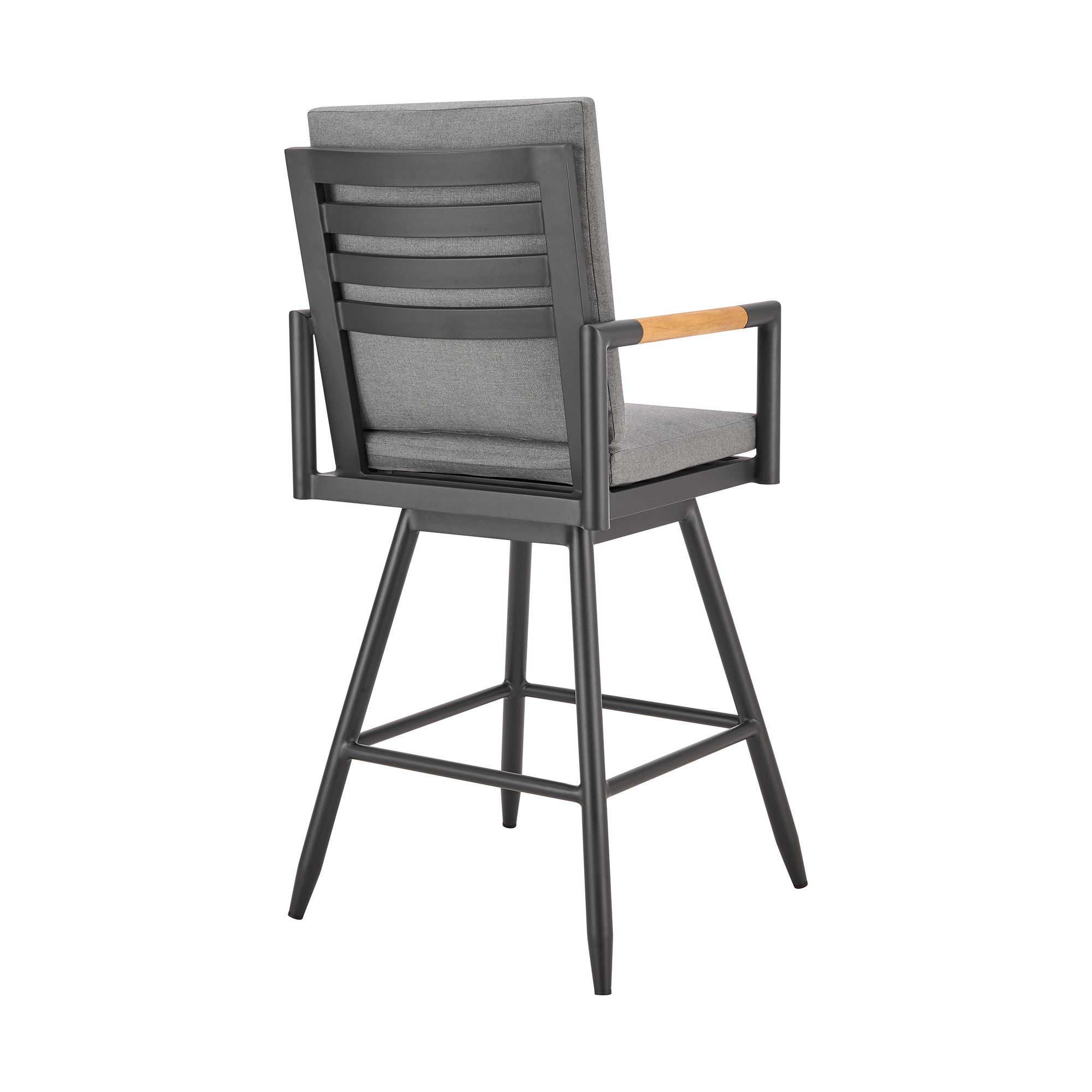 Image 4 Crown 30 in. Outdoor Barstool in Aluminum, Tan Rope, and Dark Gray Cushions more views