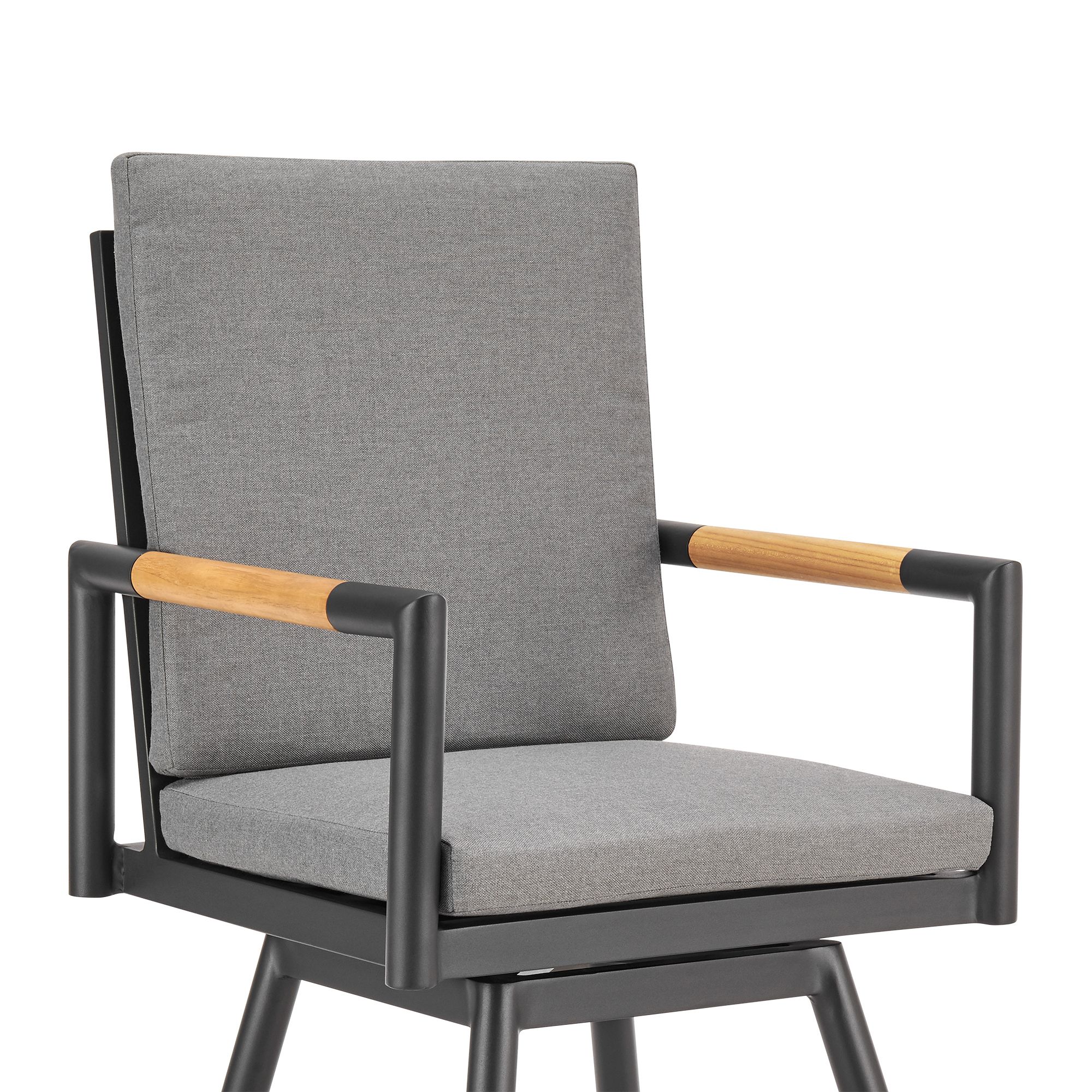 Image 5 Crown 30 in. Outdoor Barstool in Aluminum, Tan Rope, and Dark Gray Cushions more views