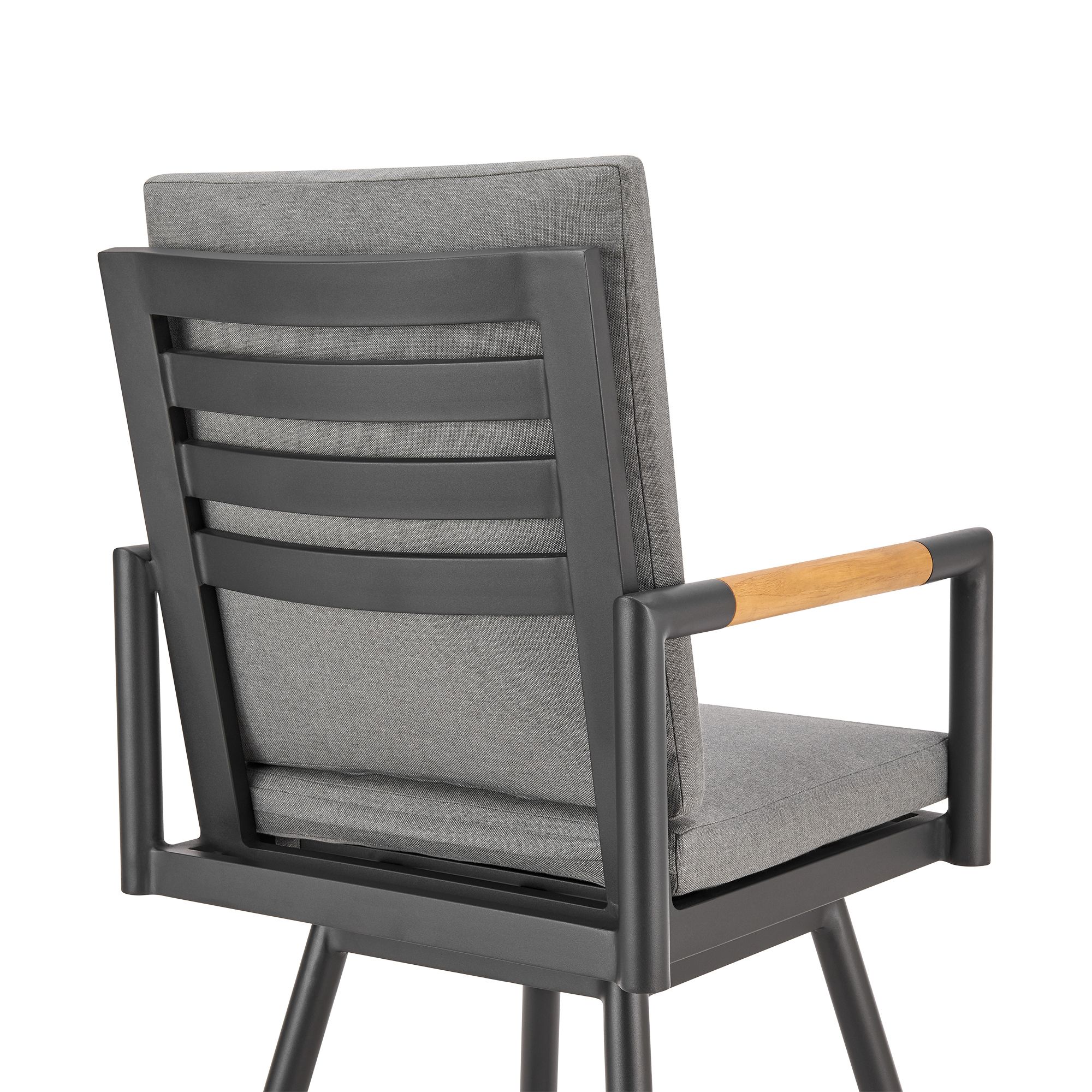 Image 6 Crown 30 in. Outdoor Barstool in Aluminum, Tan Rope, and Dark Gray Cushions more views