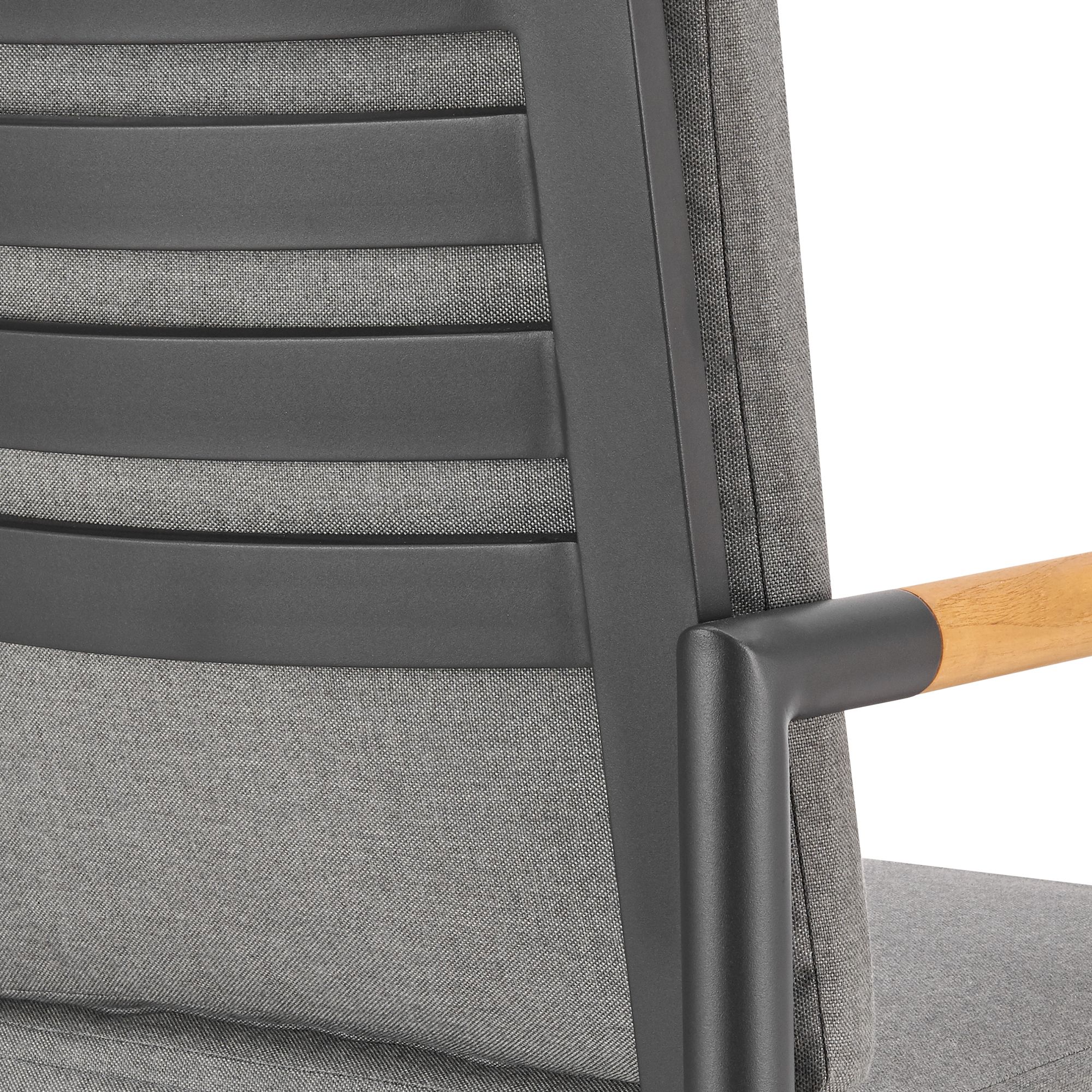 Crown 30 in. Outdoor Barstool in Aluminum, Tan Rope, and Dark Gray Cushions