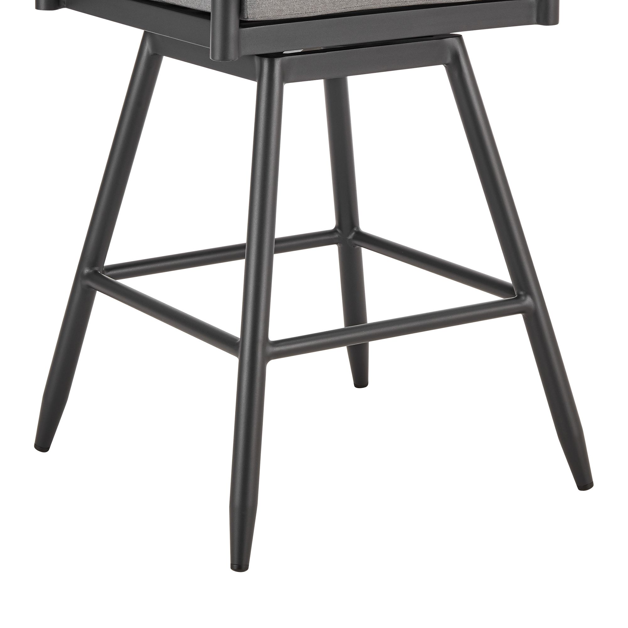 Crown 30 in. Outdoor Barstool in Aluminum, Tan Rope, and Dark Gray Cushions