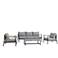 Crown 4 Piece Black Aluminum and Teak Outdoor Seating Set with Cushions