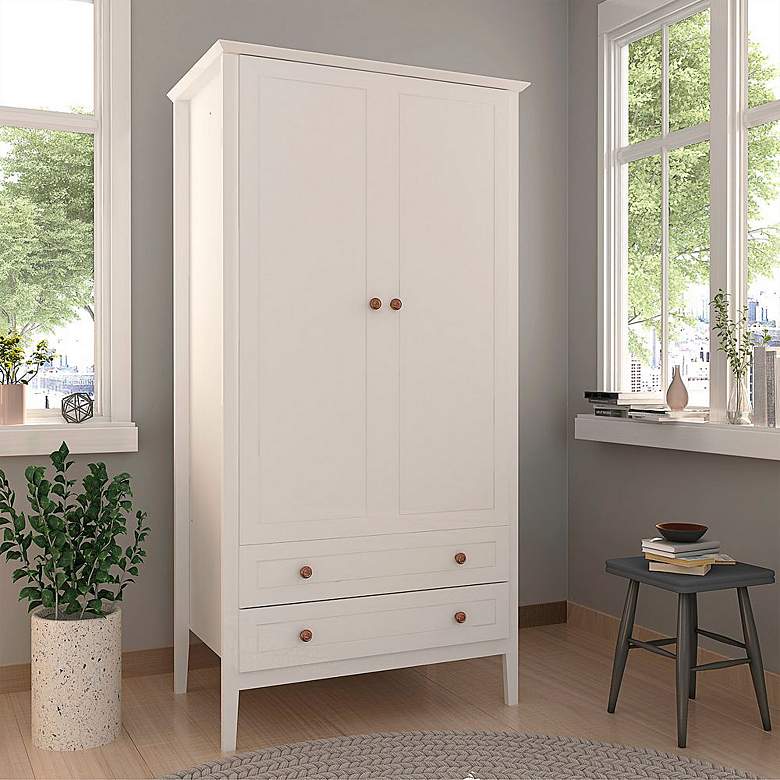 Image 1 Crown 40 1/4" Wide White 2-Drawer Full Wardrobe