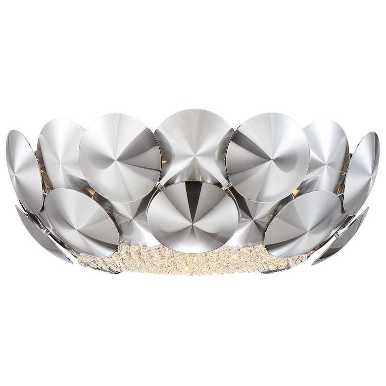 Image 1 Crown 5-Light 18 Inch Designer Oblong Disc Chrome Shade Flush Mount
