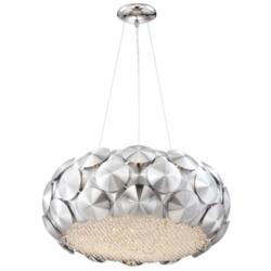 Crown 6-Light 20 Inch Designer Oblong Disc Chrome Shade Pendant Light