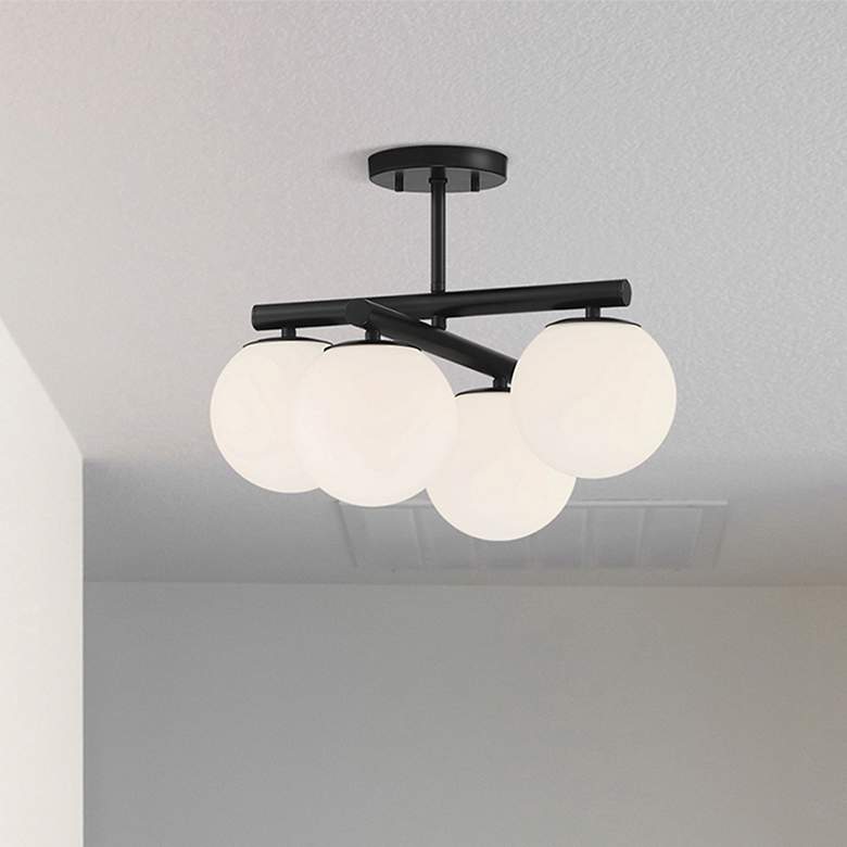 Image 1 Crown Heights 18" Wide 4-Light Matte Black Semi-Flush Mount Ceiling Li