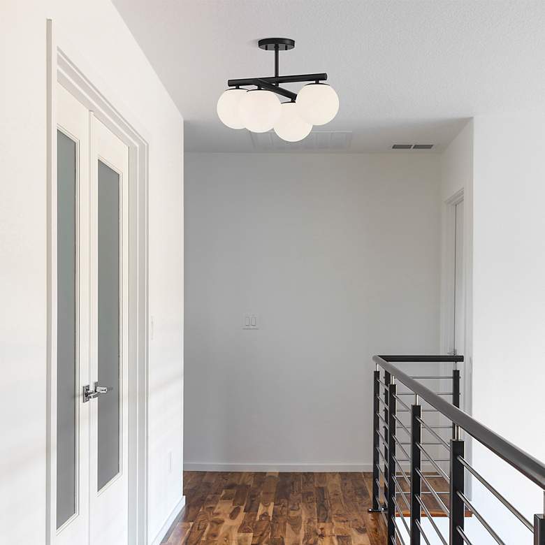 Image 5 Crown Heights 18" Wide 4-Light Matte Black Semi-Flush Mount Ceiling Li more views