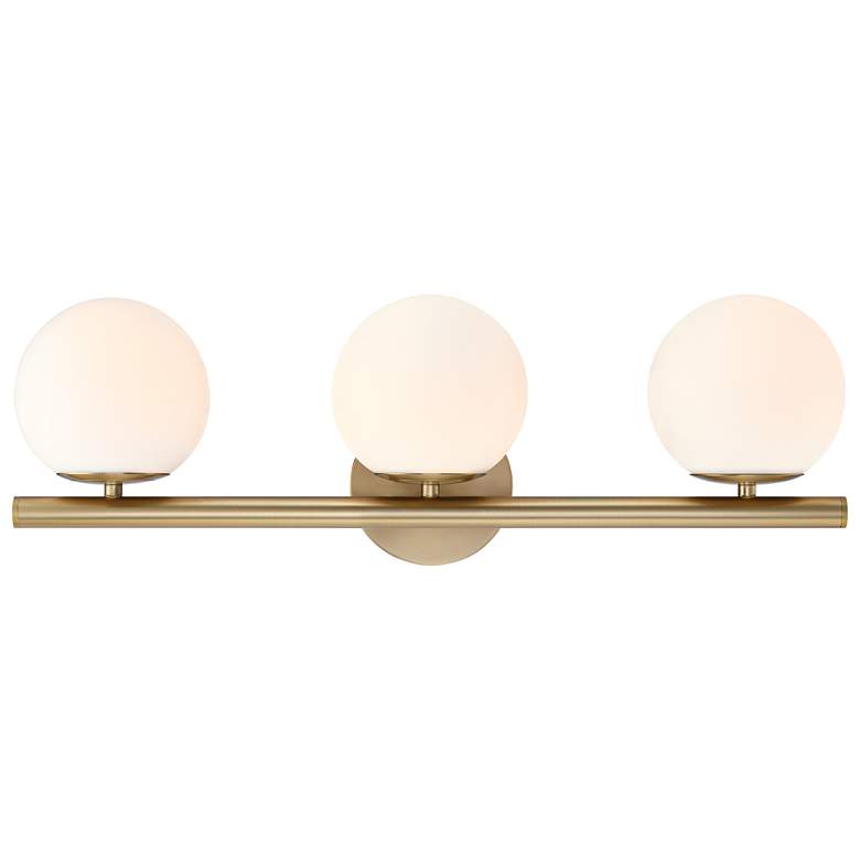Image 1 Crown Heights 25 in. 3-Light Brushed Gold Vanity Light with White Art Glass