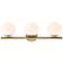 Crown Heights 25 in. 3-Light Brushed Gold Vanity Light with White Art Glass