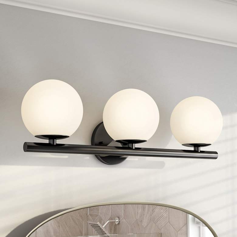 Image 1 Crown Heights 25" Wide Matte Black 3-Light Vanity Bath Light