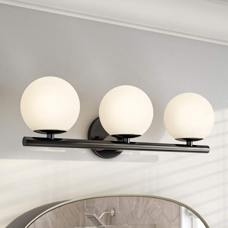 Image 1 Crown Heights 25 inch Wide Matte Black 3-Light Vanity Bath Light