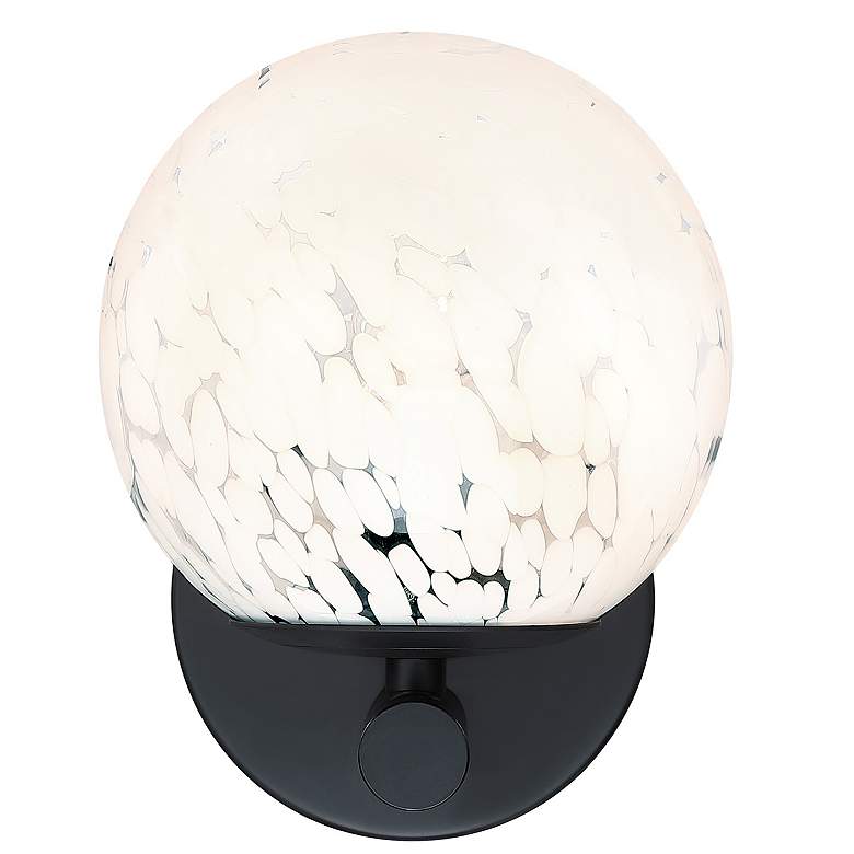 Image 1 Crown Heights 8 in. 1-Light Matte Black Wall Sconce with White Art Glass
